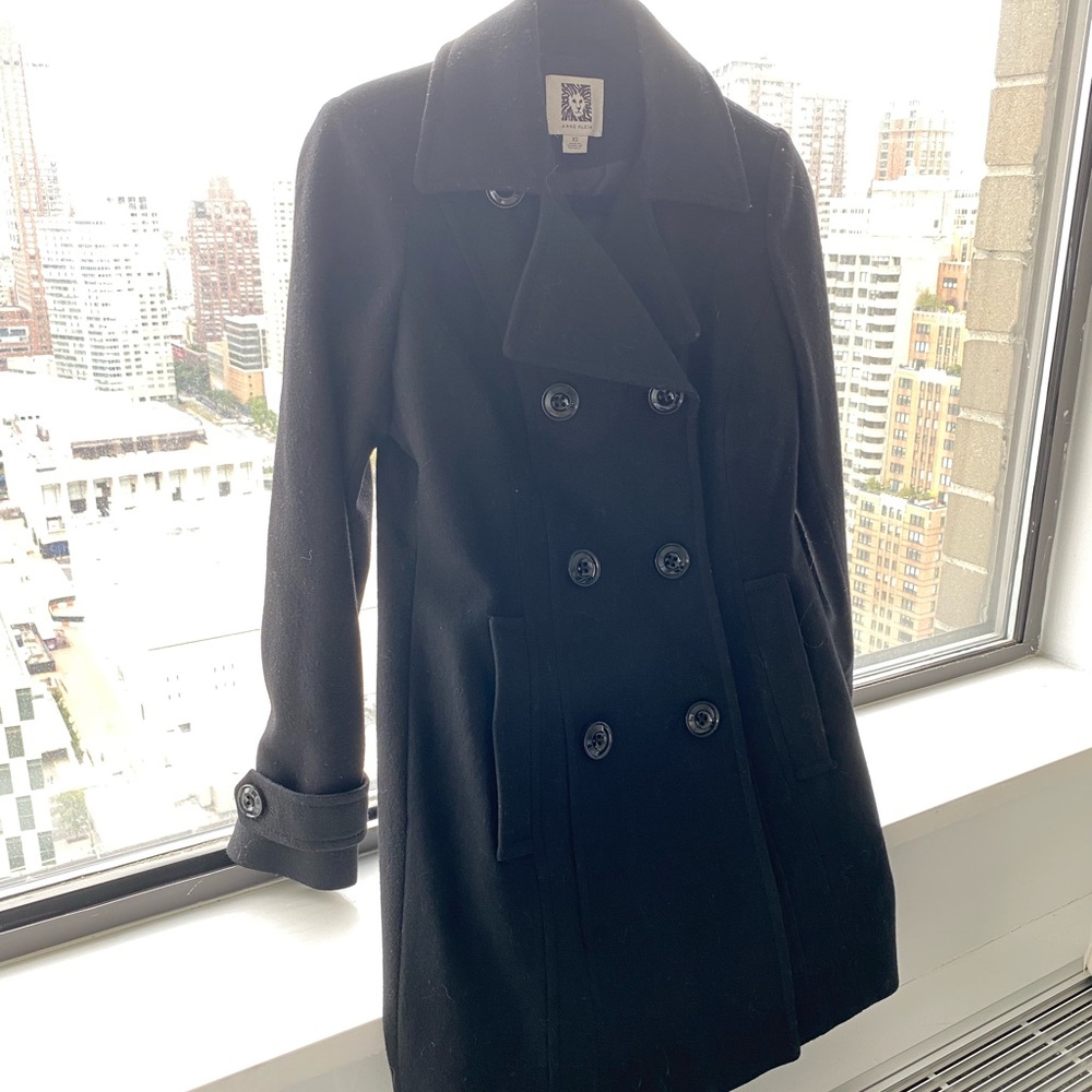 Anne Klein Double Breasted Coat - Black